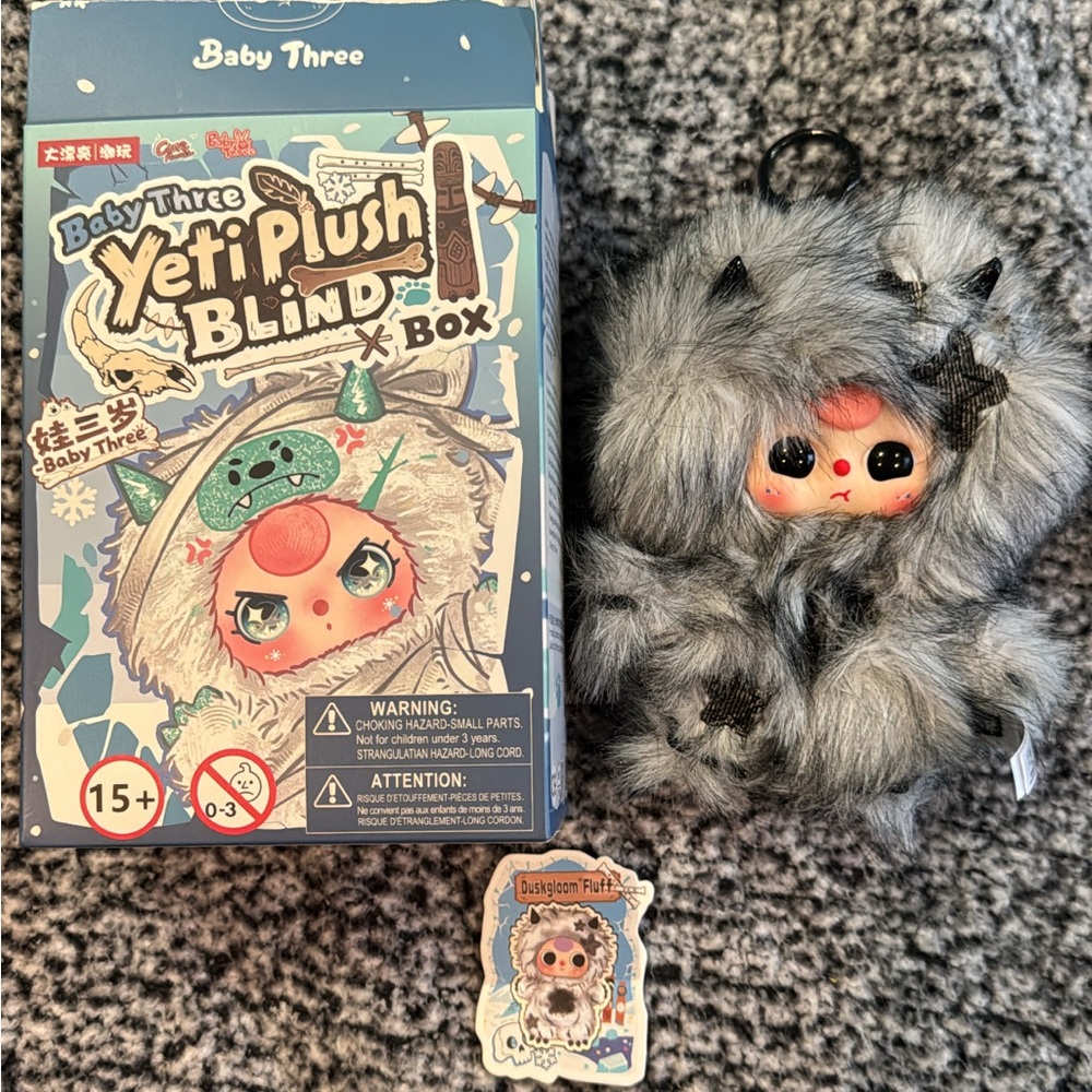 Baby three yeti plush- duskgloom fluff
